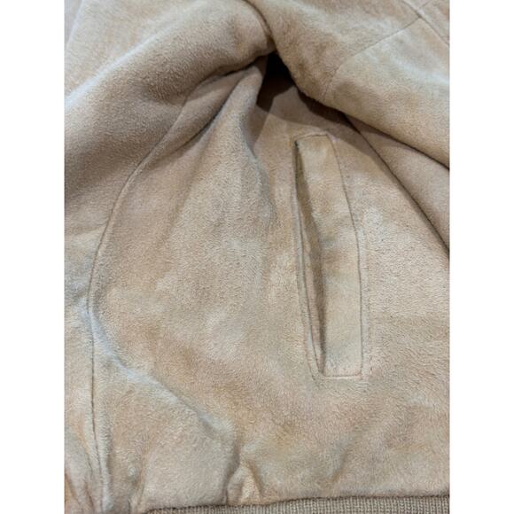 Jos A Banks Suede Leather Jacket Mens Medium Caramel Brown Full Zip Lined Bomber - Picture 6 of 7